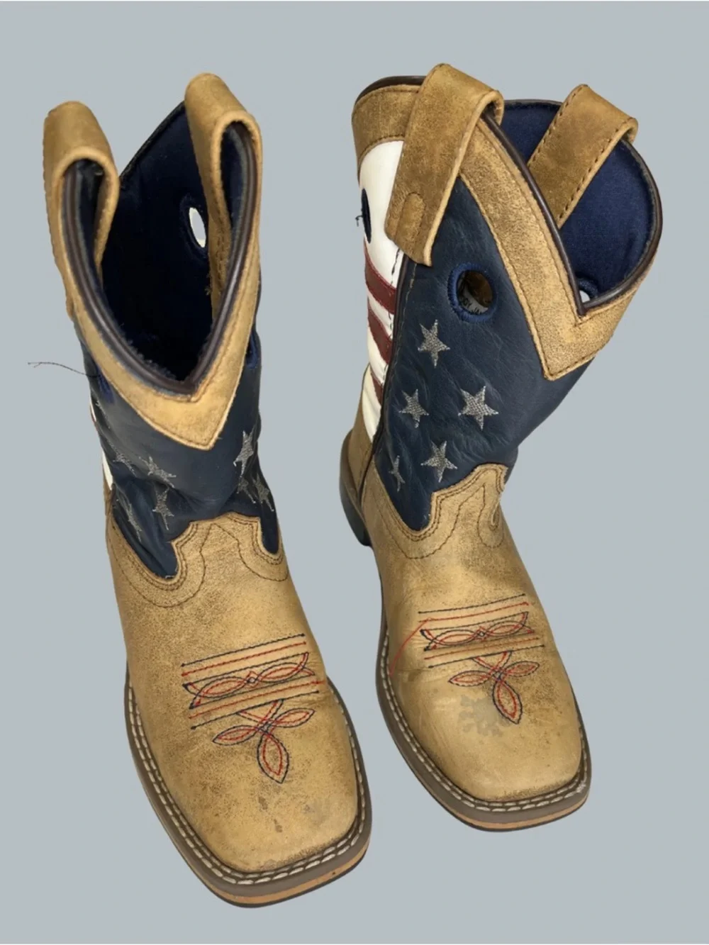 Cody James Boys 12D USA Flag Leather Square Toe Western Cowboy Boots 43880